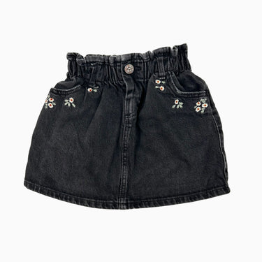 Jupe en jeans noir 'fleurs brodées' 2-3Y