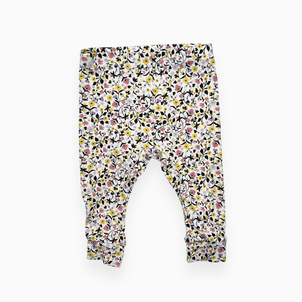 Legging blanc en coton à motif floral 3-6M