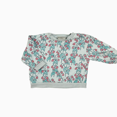 Pull bleu fleurs 6-9M