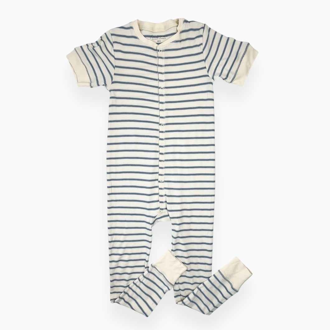 Pyjama combi en coton bio crème à rayures bleues 10-11Y