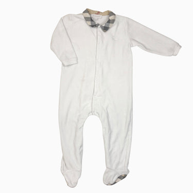 Pyjama à col claudine blanc en velours 18M