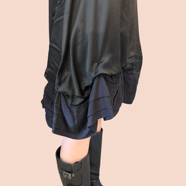 Robe noire en soie pour femmes M-L