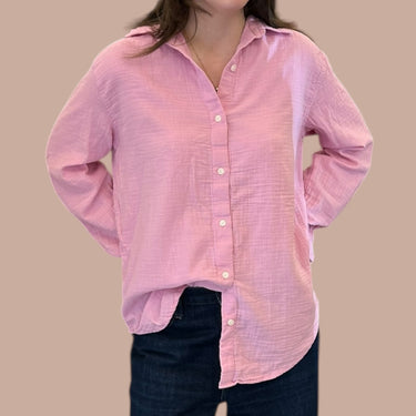 Blouse rose en mousseline de coton bio pour femmes XS