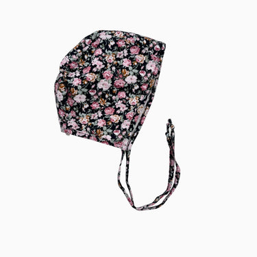 Bonnet noir fleur rose 18M-3Y