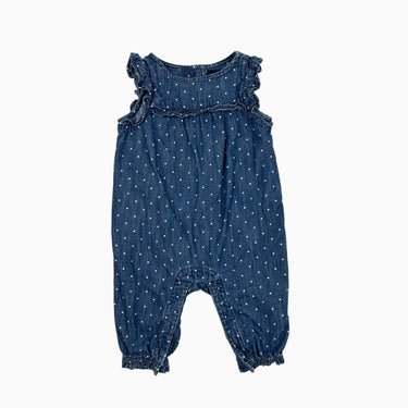 Combi à pois en coton chambray 0-3M