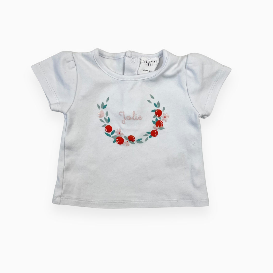 T-shirt blanc en coton bio 'jolie' 6M