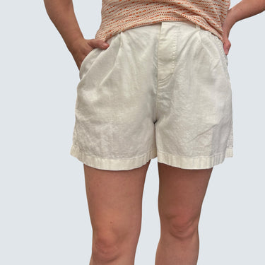 Short blanc en lin et coton pour femmes L