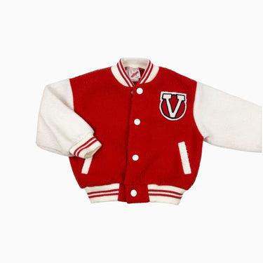 Veste rouge 'V' vintage en polar 18M