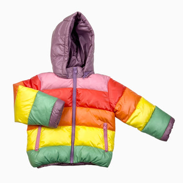Manteau style puffer à rayures colorblock 36M