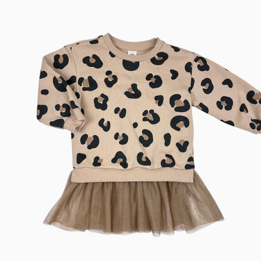 Robe léopard avec volant en tulle 12-18M