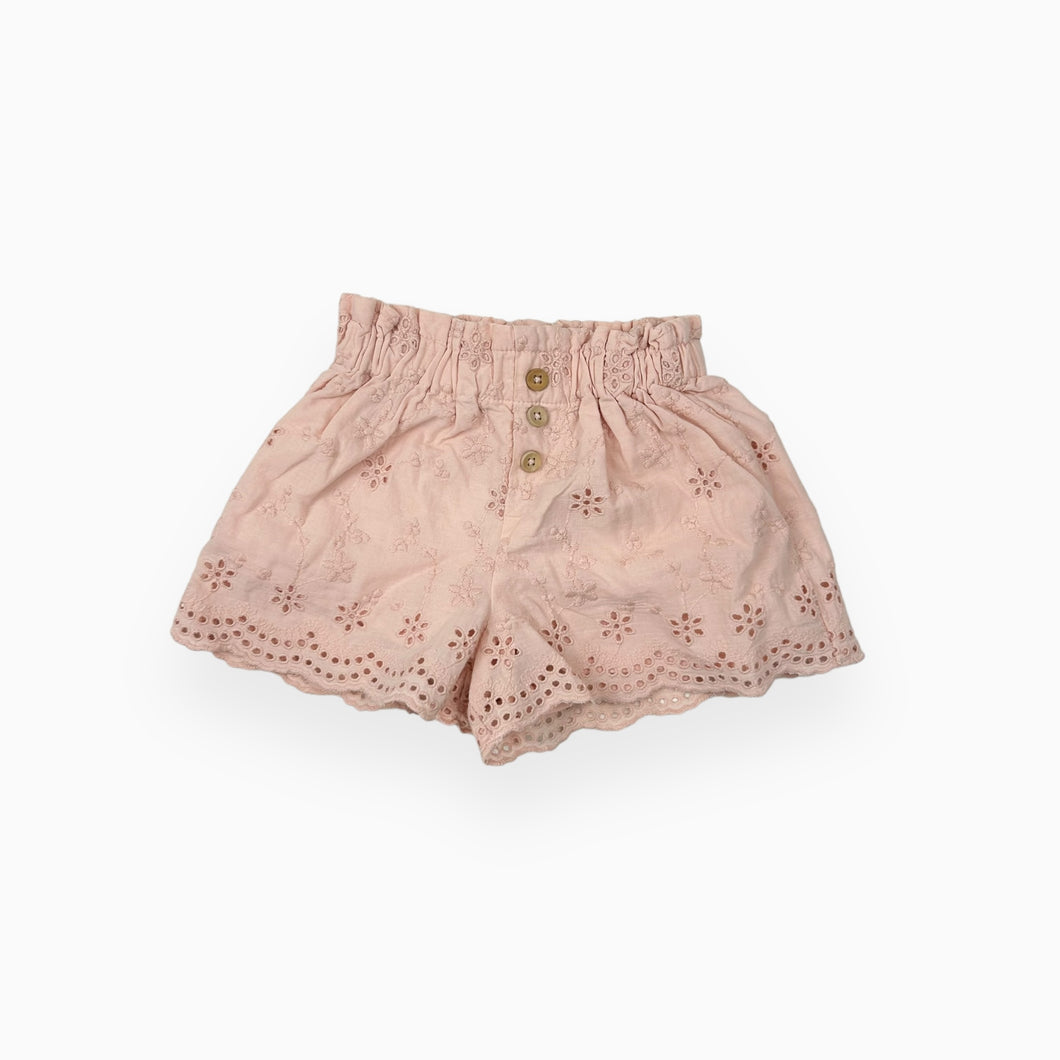 Short rose en coton style broderie anglaise 12-18M