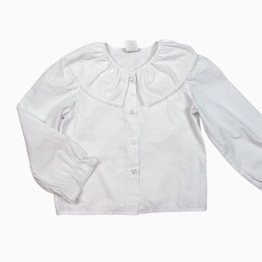 Blouse à col large blanche vintage 6Y