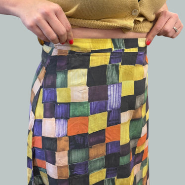 Jupe maxi carreautée colorée en lyocell pour femmes L