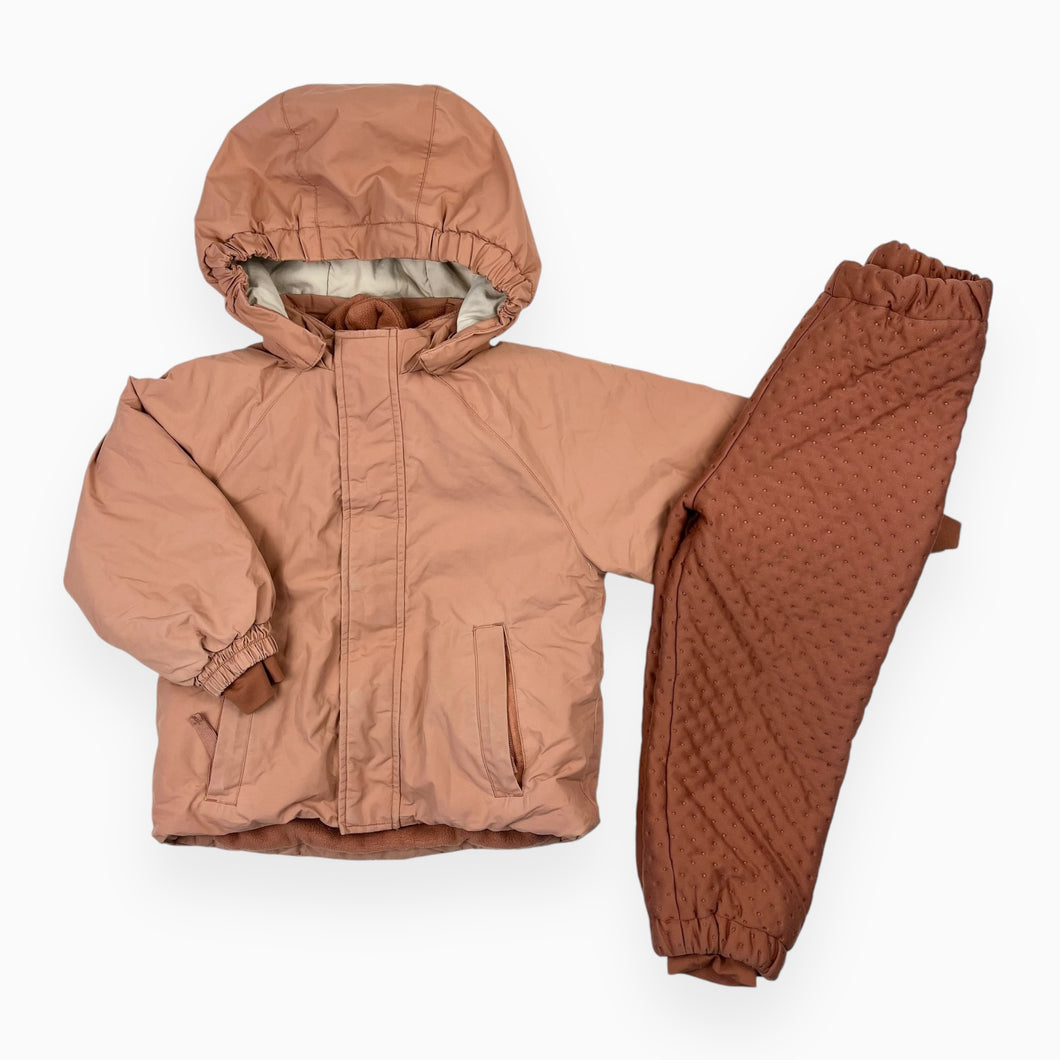 Ensemble manteau hiver rose blush avec cache-cou en polar amovible 24-36M