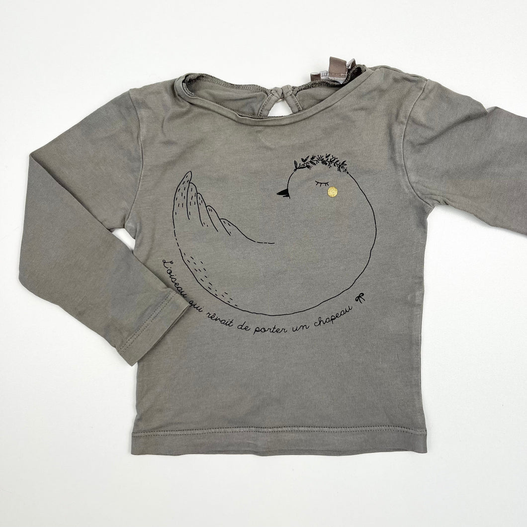 T-shirt charcoal en coton oiseau 6M