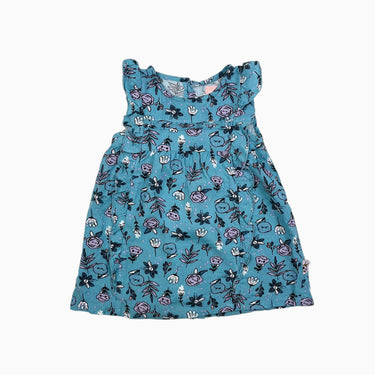 Robe bleue en viscose fleurie 2-3Y