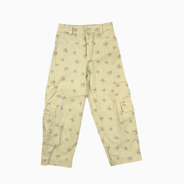 Pantalon jaune fleuri cargo 8Y