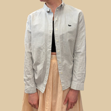 Chemise à rayures grises 'seersucker' en coton pour femmes 42EU