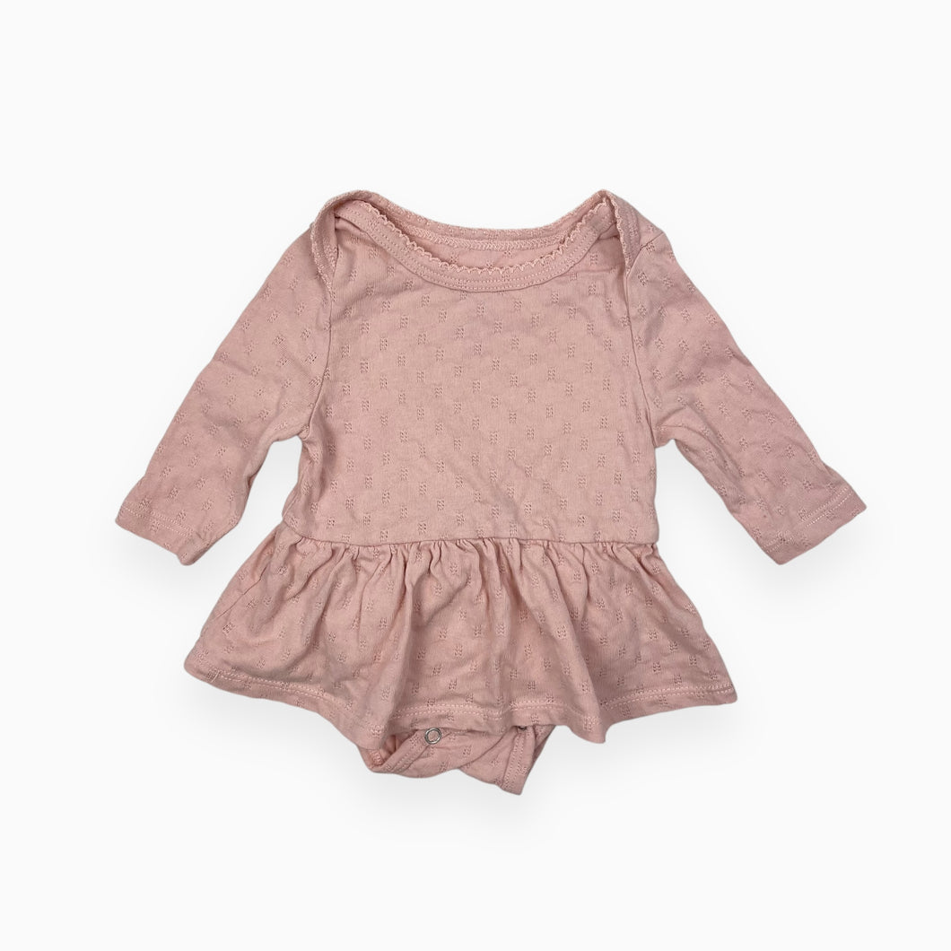 Cache-couche robe rose pâle en coton pointelle 0-3M