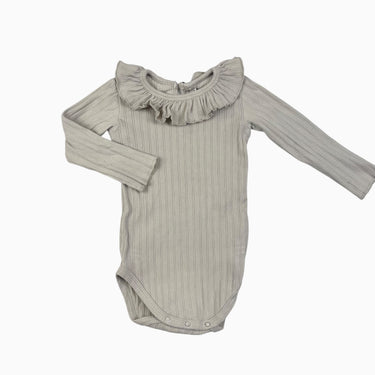 Cache-couche à col greige côtelé 6-12M