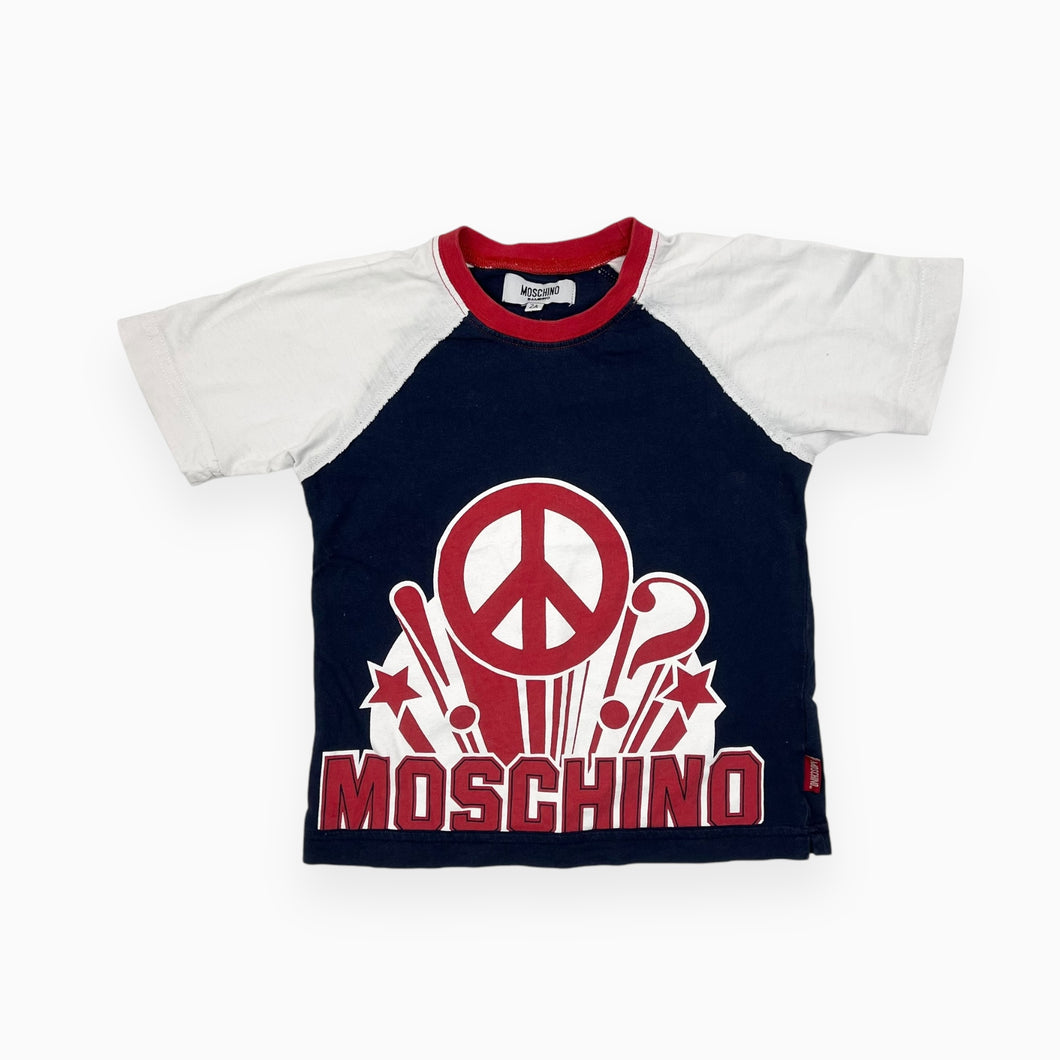 T-shirt en coton bleu marine à imprimé peace 2Y