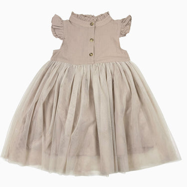 Robe vieux-rose avec volant doublé en tulle 3-4Y