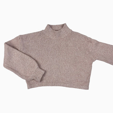 Pull rose-beige 'cropped' en tricot de coton 2-3Y