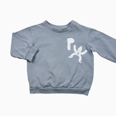 Pull bleu poudre revalorisé P + bonhomme 12-18M