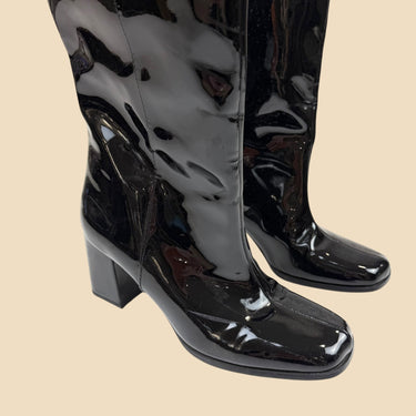 Bottes à talons noires vernies pour femmes 39EU