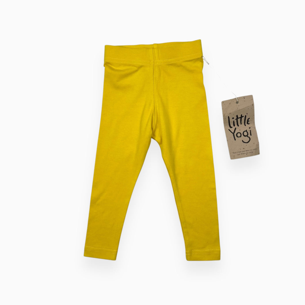 Legging jaune citron en rayonne de bambou et coton bio extensible 6-12M