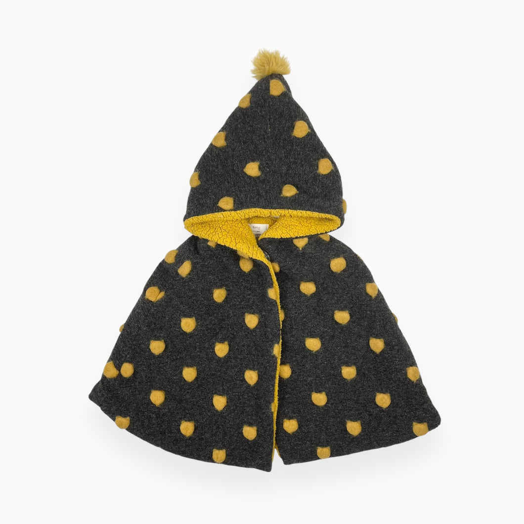 Manteau cape 100% laine charcoal avec pois ocre 2-3Y