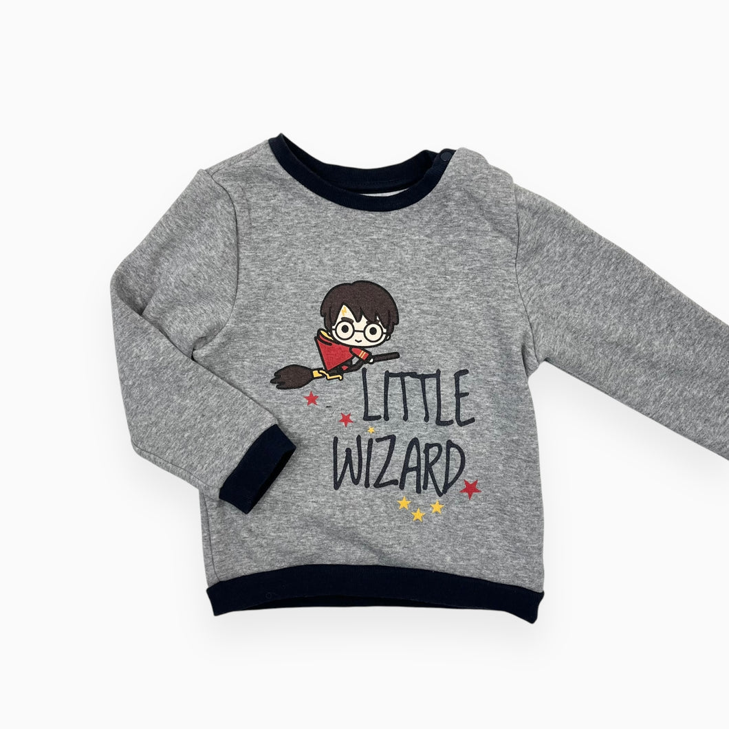 Pull gris chiné en poly et coton 'Harry Potter Little Wizard' 23M