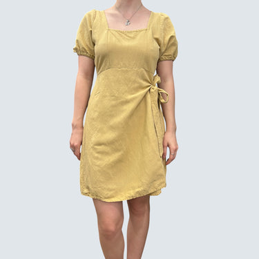 Robe ocre en lin et viscose pour femmes S