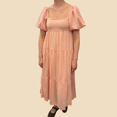 Robe maxi corail en coton et viscose pour femmes M