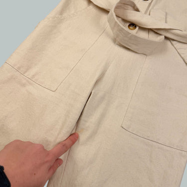 Combi 'boiler' ceinturée crème en canvas de coton pour femmes T1 fit XS-S