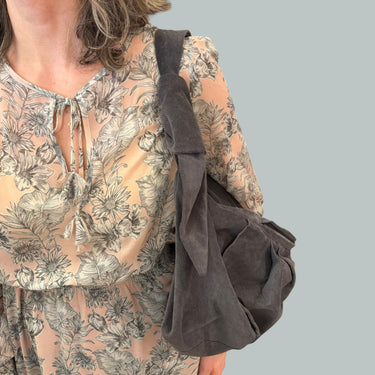Sac à main gris en velours pour femmes