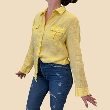 Chemise jaune en lin pour femmes M