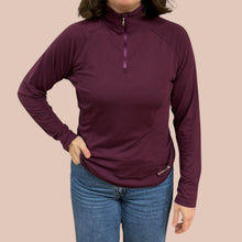 Charger l&#39;image dans la galerie, Pull demi-zip raisin &#39;opti-wick&#39; style sous-couche en poly et spandex pour femmes L
