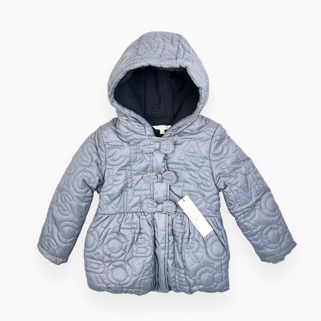 Manteau matelassé gris charcoal avec noeuds doublé en peluche 5Y