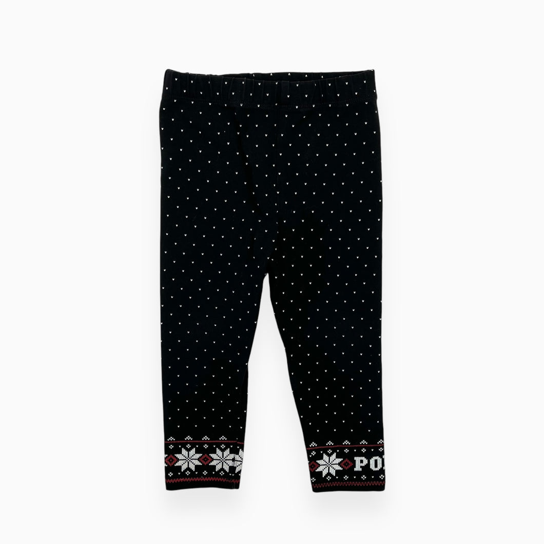 Legging noir en coton extensible à imprimé flocon 18M