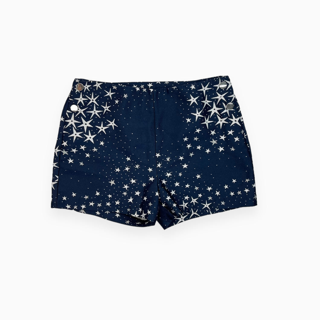 Short marine en poly avec étoiles brodées argentées 10Y