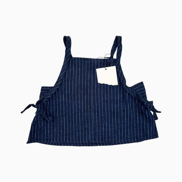 Camisole cropped marine à rayures en coton et lin 7Y