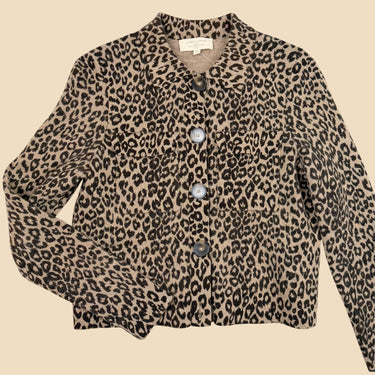 Cardigan 'Betty' léopard en laine de mérinos pour femmes XS