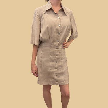 Robe crème en viscose et poly avec boutons argentés pour femmes T0 XS