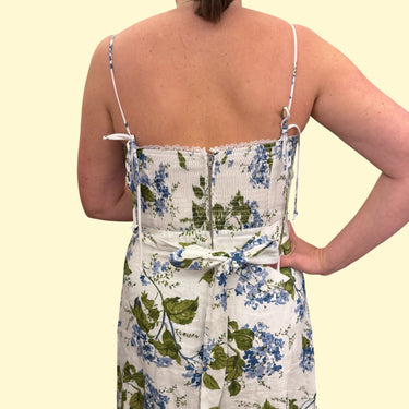 Robe maxi blanche 'Tagliatelle' fleurie en lin pour femmes 10US