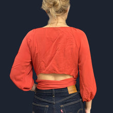 Charger l&#39;image dans la galerie, Haut paprika style cache-coeur cropped en modal, tencel et rayonne de bambou pour femmes M-L
