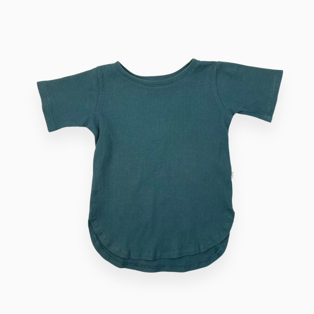 T-shirt vert émeraude en coton gaufré 3-5Y