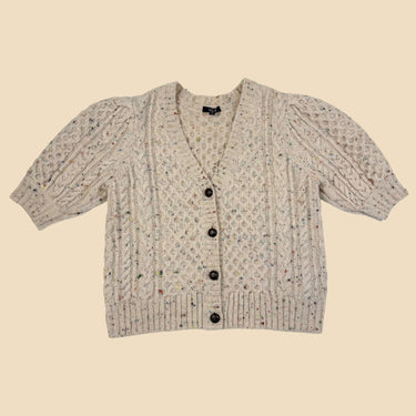 Pull vanille 'confettis' en tricot de laine et poly XS