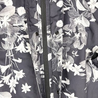 Coupe-vent noir enduit fleuri pour femmes M