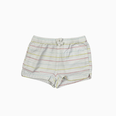 Short blanc à rayures en lin et coton 12-18M